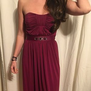BCBG purple strapless maxi dress